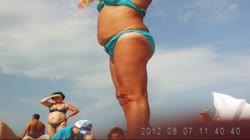 Russian mature on the beach! Amateur hidden cam!