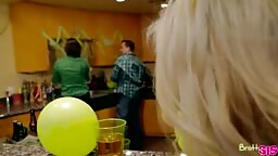 Stepbro fuck her sister and friend
