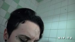 Sublime french brunette babe fucked hard in bathroom